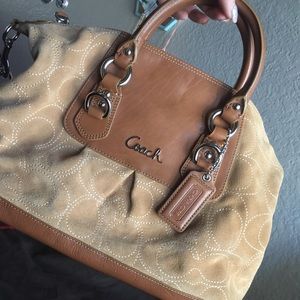 Coach Suede/Leather Ashley Satchel- Tan